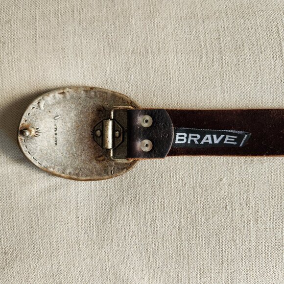 🇨🇦 Vintage BRAVE Dark Brown Leather Belt – Made in Canada & Italy - Picture 5 of 9